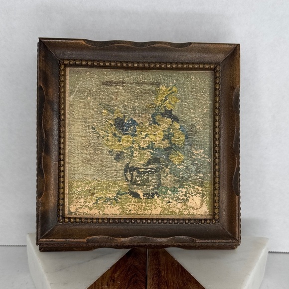 Antique Floral Framed Mirrored Dresser Box